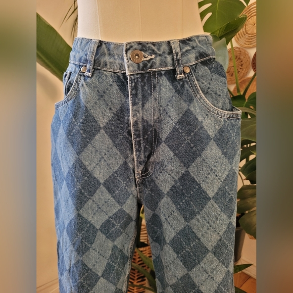 Ragged Blue Checkered Women's Jeans - Picture 2 of 8